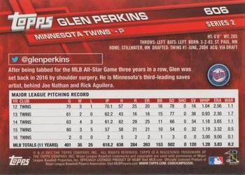 2017 Topps #606 Glen Perkins Back