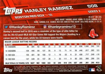2017 Topps #508 Hanley Ramirez Back