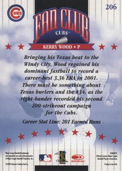 2002 Donruss - Career Stat Line Fan Club Autographs #206 Kerry Wood Back