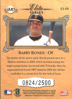 2002 Donruss - Elite Series #ES-01 Barry Bonds  Back
