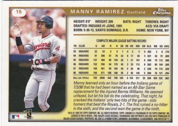 1999 Topps Chrome #15 Manny Ramirez Back