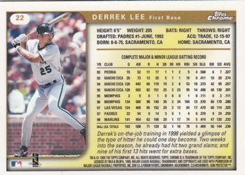1999 Topps Chrome #22 Derrek Lee Back