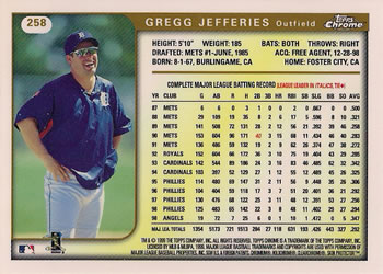 1999 Topps Chrome #258 Gregg Jefferies Back