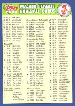 2003 Topps - Checklists Hobby #3 Series 2 Checklist: Inserts Front