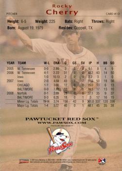 2009 Choice Pawtucket Red Sox #10 Rocky Cherry Back