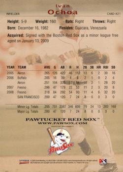 2009 Choice Pawtucket Red Sox #21 Ivan Ochoa Back