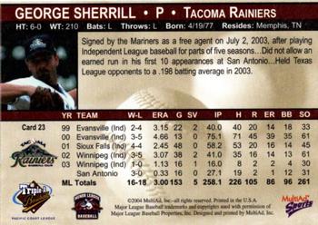2004 MultiAd Pacific Coast League All Stars #23 George Sherrill Back