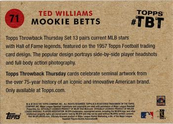 2016 Topps Throwback Thursday #71 Ted Williams / Mookie Betts Back
