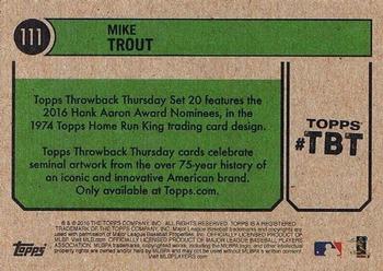 2016 Topps Throwback Thursday #111 Mike Trout Back