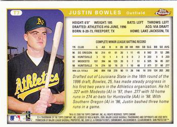 1999 Topps Chrome Traded and Rookies #T7 Justin Bowles Back