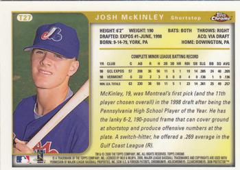1999 Topps Chrome Traded and Rookies #T27 Josh McKinley Back