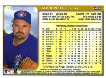 1999 Topps Chrome Traded and Rookies #T78 David Wells Back