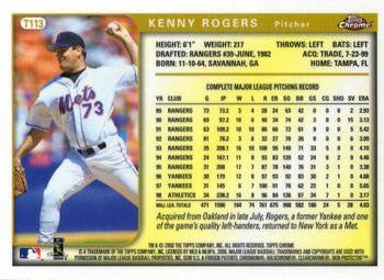 1999 Topps Chrome Traded and Rookies #T113 Kenny Rogers Back