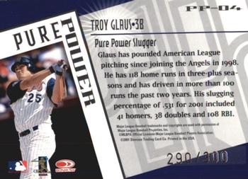 2002 Donruss Best of Fan Club - Pure Power #PP-04 Troy Glaus Back