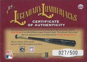 2002 Donruss Classics - Legendary Lumberjacks #LL-9 Kirby Puckett Back