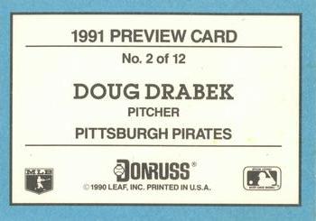 1991 Donruss - Previews #2 Doug Drabek Back