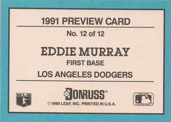 1991 Donruss - Previews #12 Eddie Murray Back