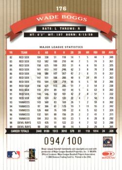 2002 Donruss Classics - Timeless Tributes #176 Wade Boggs Back