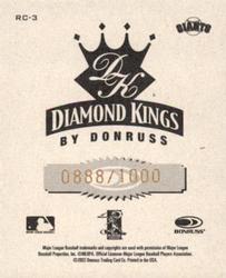 2002 Donruss Diamond Kings - T204 #RC-3 Barry Bonds  Back
