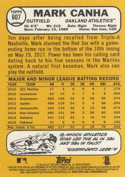 2017 Topps Heritage #607 Mark Canha Back