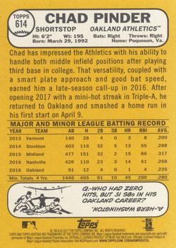 2017 Topps Heritage #614 Chad Pinder Back