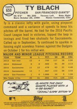 2017 Topps Heritage #659 Ty Blach Back