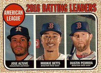2017 Topps Heritage #2 2016 A.L. Batting Leaders (Jose Altuve / Mookie Betts / Dustin Pedroia) Front