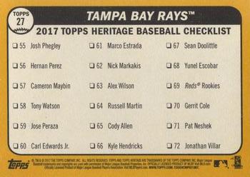2017 Topps Heritage #27 Tampa Bay Rays Back