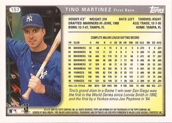 1999 Topps Opening Day #157 Tino Martinez Back