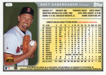 1999 Topps Opening Day #71 Bret Saberhagen Back