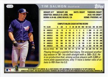 1999 Topps Opening Day #115 Tim Salmon Back