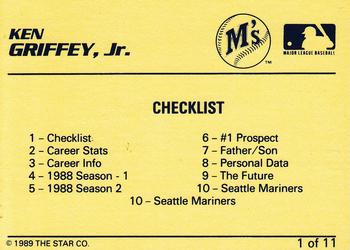 1989 Star Ken Griffey Jr. Blue/White #1 Ken Griffey Jr. Back