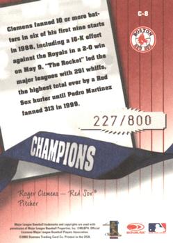 2002 Donruss Originals - Champions #C-8 Roger Clemens  Back