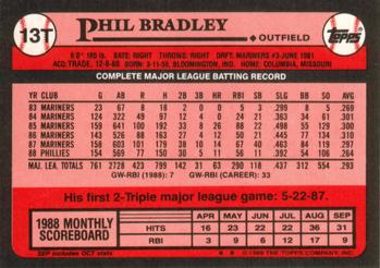 1989 Topps Traded #13T Phil Bradley Back