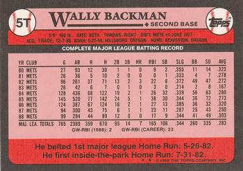 1989 Topps Traded #5T Wally Backman Back