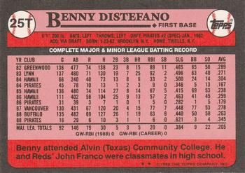 1989 Topps Traded #25T Benny Distefano Back