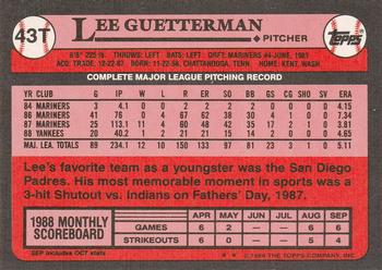 1989 Topps Traded #43T Lee Guetterman Back