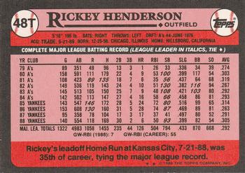 1989 Topps Traded #48T Rickey Henderson Back