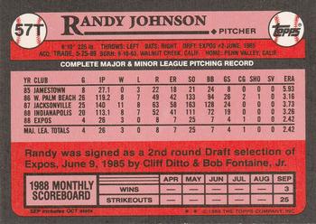 1989 Topps Traded #57T Randy Johnson Back