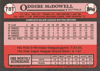 1989 Topps Traded #78T Oddibe McDowell Back