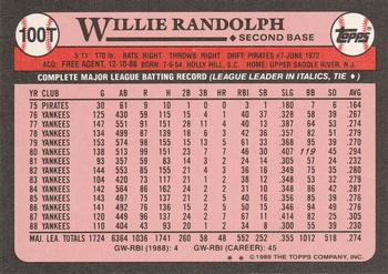 1989 Topps Traded #100T Willie Randolph Back