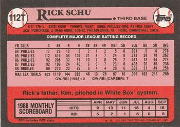 1989 Topps Traded #112T Rick Schu Back
