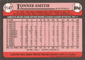 1989 Topps Traded #114T Lonnie Smith Back