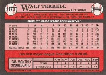 1989 Topps Traded #117T Walt Terrell Back