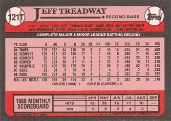 1989 Topps Traded #121T Jeff Treadway Back