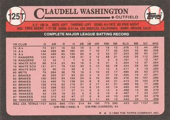 1989 Topps Traded #125T Claudell Washington Back