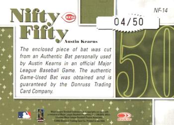 2002 Donruss Originals - Nifty Fifty Bats #NF-14 Austin Kearns  Back