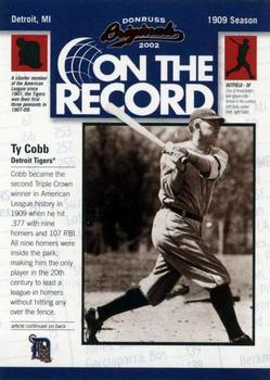 2002 Donruss Originals - On The Record #OR-1 Ty Cobb Front