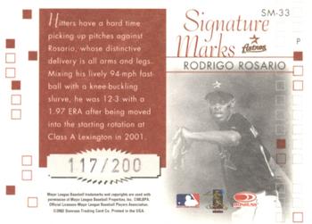 2002 Donruss Originals - Signature Marks #SM-33 Rodrigo Rosario Back