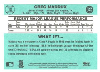 2002 Donruss Originals - What If Rookies #18 Greg Maddux Back